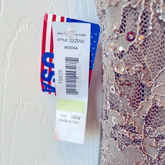 MOCHA R&M RICHARDS SLEEVELESS LACE & SEQUIN DRESS PLUS SIZE 18W MADE IN USA NWT - Picture 6 of 6